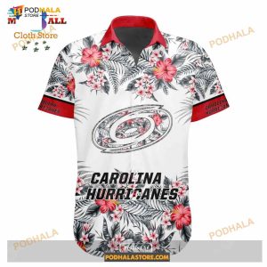 Nhl Carolina Hurricanes Flowers Trending Style Special Design Button Funny Hawaiian Shirt 2