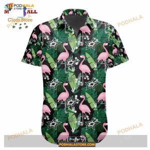 Nhl Dallas Stars Crane Bird Special Design Button Funny Hawaiian Shirt 2