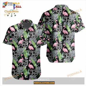 Nhl Los Angeles Kings Crane Bird Special Design Button Funny Hawaiian Shirt 2