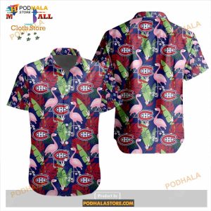 Nhl Montreal Canadiens Crane Bird Special Design Button Funny Hawaiian Shirt 2