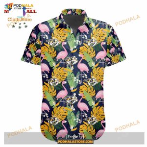 Nhl Nashville Predators Crane Bird Special Design Button Funny Hawaiian Shirt 2
