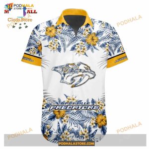 Nhl Nashville Predators Flowers Trending Style Special Design Button Funny Hawaiian Shirt 2