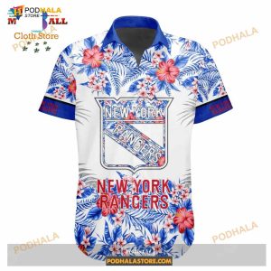 Nhl New York Rangers Flowers Trending Style Special Design Button Funny Hawaiian Shirt 2