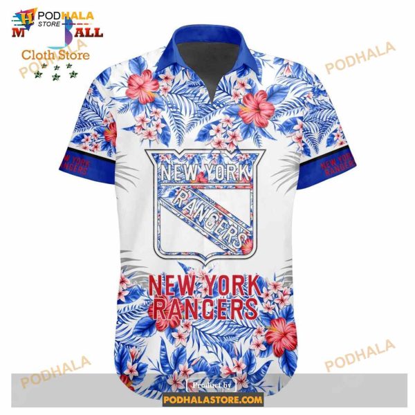 NHL New York Rangers Flowers Trending Style Special Design Button Funny Hawaiian Shirt