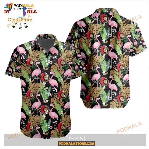NHL Ottawa Senators Crane Bird Special Design Button Funny Hawaiian Shirt