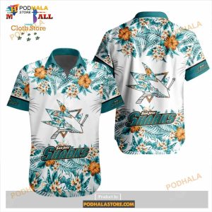 Nhl San Jose Sharks Flowers Trending Style Special Design Button Funny Hawaiian Shirt 2