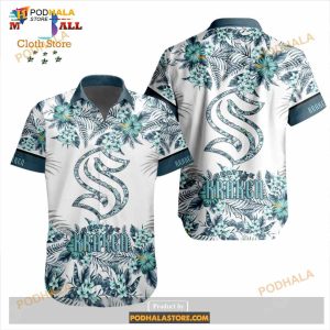 Nhl Seattle Kraken Flowers Trending Style Special Design Button Funny Hawaiian Shirt 2