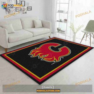 Nhl Spirit Calgary Flames Area Rug For Christmas Bedroom Rug