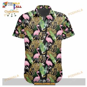 Nhl Vegas Golden Knights Crane Bird Special Design Button Funny Hawaiian Shirt 1