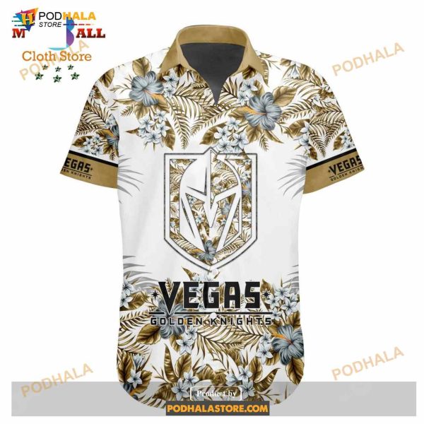 NHL Vegas Golden Knights Flowers Trending Style Special Design Button Funny Hawaiian Shirt