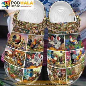 Noisy Chicken Farm Animal 3D Crocs Clog Shoes, Funny Crocs