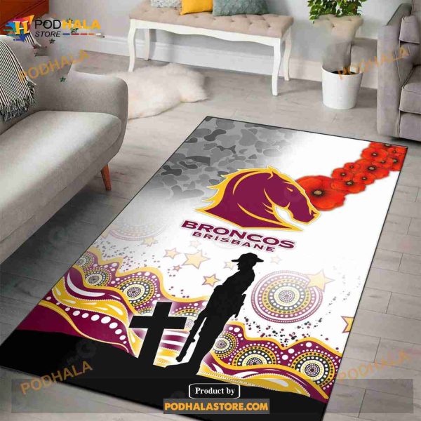 Nrl Brisbane Broncos Anzac Day Living Room And Bedroom Rug Limited Edition