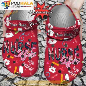 Nurse Life Red 3D Crocs Classic Clog, Love A Nurse, Funny Crocs
