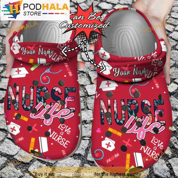 Nurse Life Red 3D Crocs Classic Clog, Love A Nurse, Funny Crocs