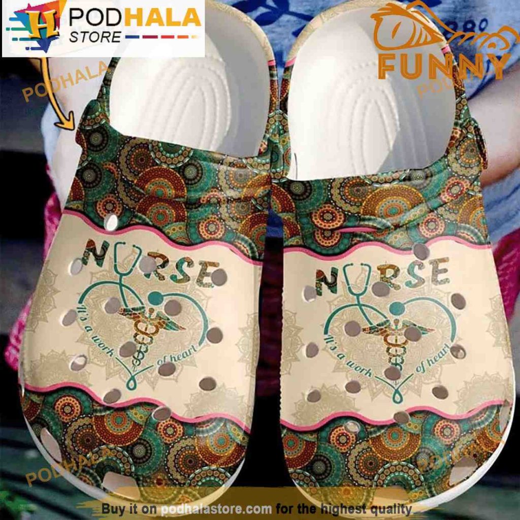 Nurse Pattern 3D Crocs, Hippie Gifts, Funny Crocs - Podhalastore