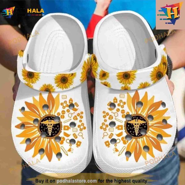 Nurse Sunflower Classic Crocs Clog Shoes