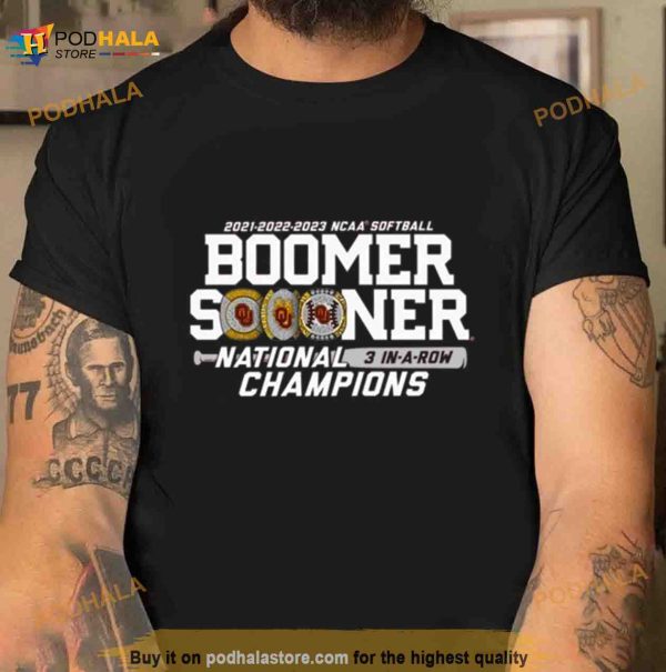 Oklahoma Sooners Blue 84 Unisex Three Peat NCAA Softball Women’s College World Series Champions Shirt