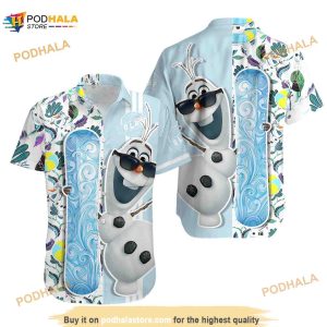 Olaf Frozen Floral Hawaiian Shirt, Beach Pattern Disney Button Down Shirt