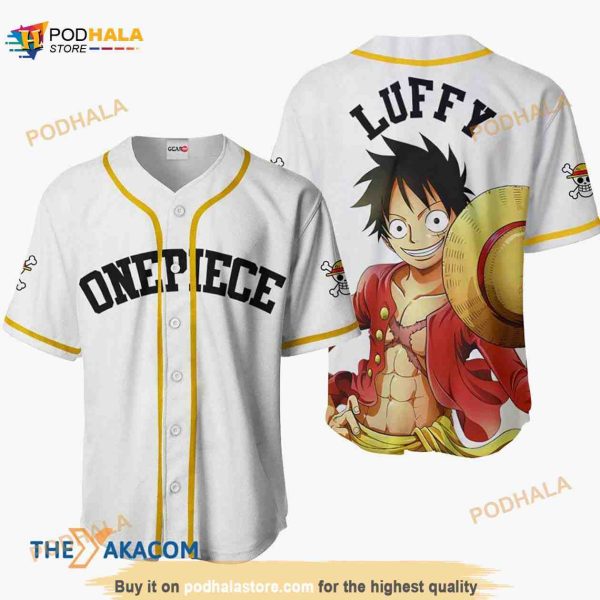 One Piece Monkey D Luffy Anime 3D Baseball Jersey Shirt