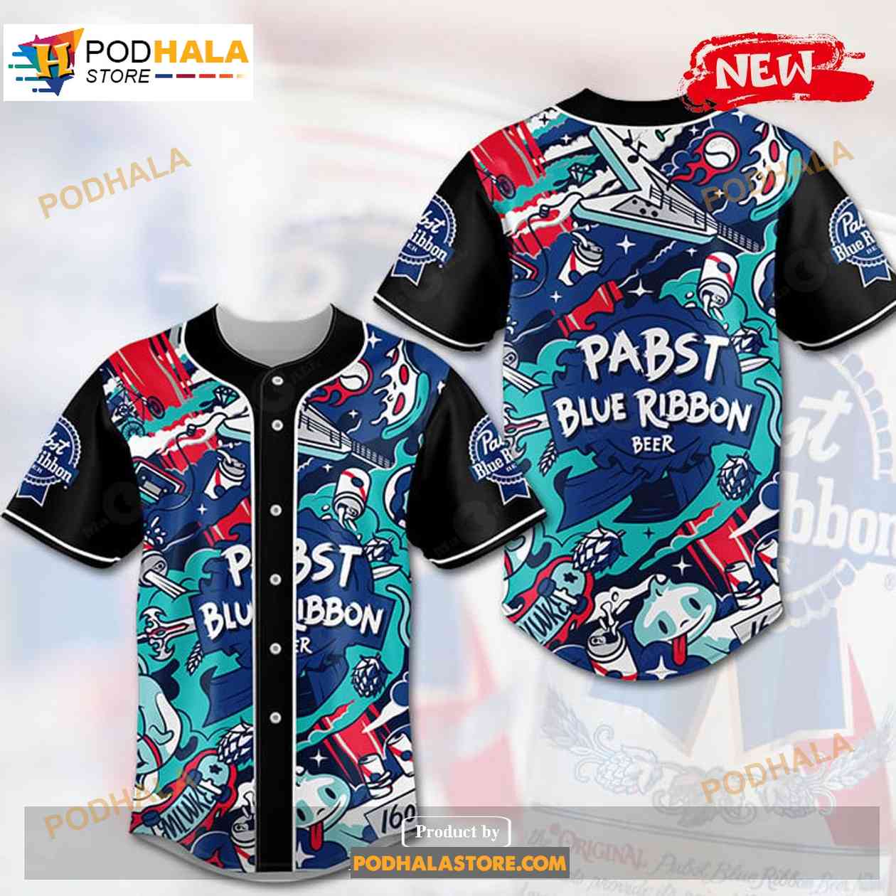 Pabst Blue Ribbon Beer Funny Design Baseball Jersey - Bring Your