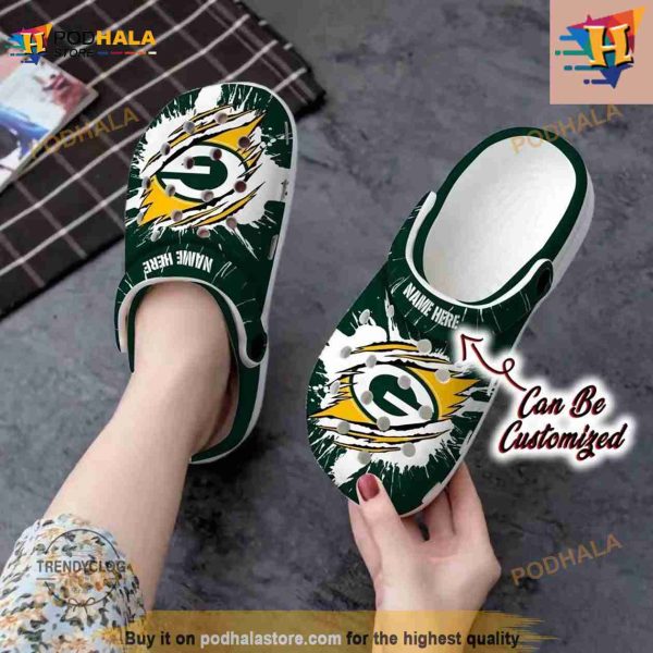 Packers Crocs Personalized Green Bay Packers Football Ripped Claw Crocs Clog Shoes