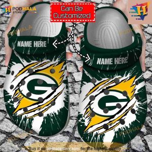Packers Crocs Personalized Green Bay Packers Football Ripped Claw Crocs Clog Shoes 2