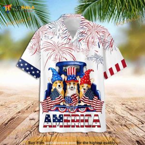 Patriotic Funny Hawaiian Shirt, America Corgi 4th Of July Hawaii Shirt