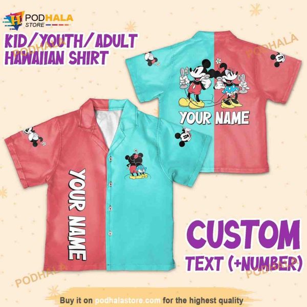 Personalize Name Disney Mikey Minnie Vintage, Mikey Minnie Hawaiian Shirt