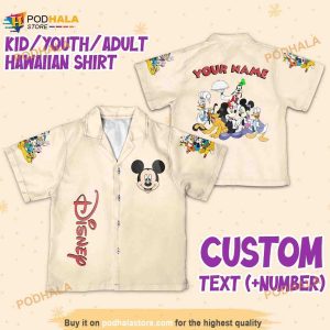 Personalize Name Vintage Disney Mickey And The Gang, Mickey Hawaiian Shirt