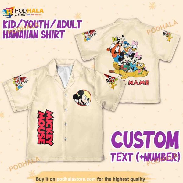 Personalize Name Vintage Disney Mickey Mouse And Firends, Mickey Mouse Hawaiian Shirt