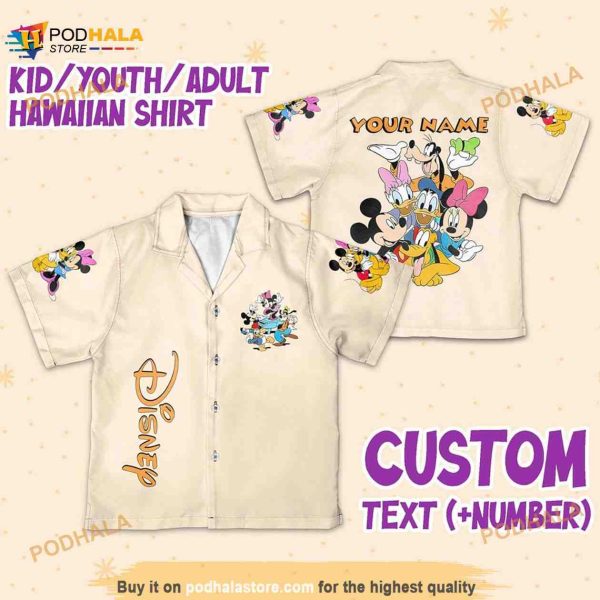 Personalize Name Vintage Disney Mickey Mouse Friends, Mickey Mouse Hawaiian Shirt