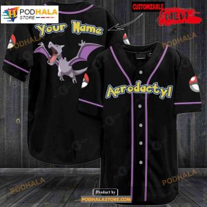 Personalized Aerodactyl Black Pokemon Baseball Jersey
