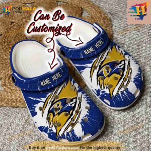 Personalized Baltimore Ravens Football Ripped Claw Crocs Clog Shoes 3