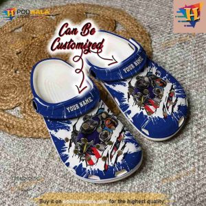 Personalized Baltimore Ravens Mascot Ripped Flag Crocs Clog Shoes 2