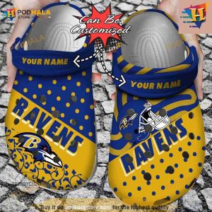 Personalized Baltimore Ravens Polka Dots Colors Crocs Clog Shoes
