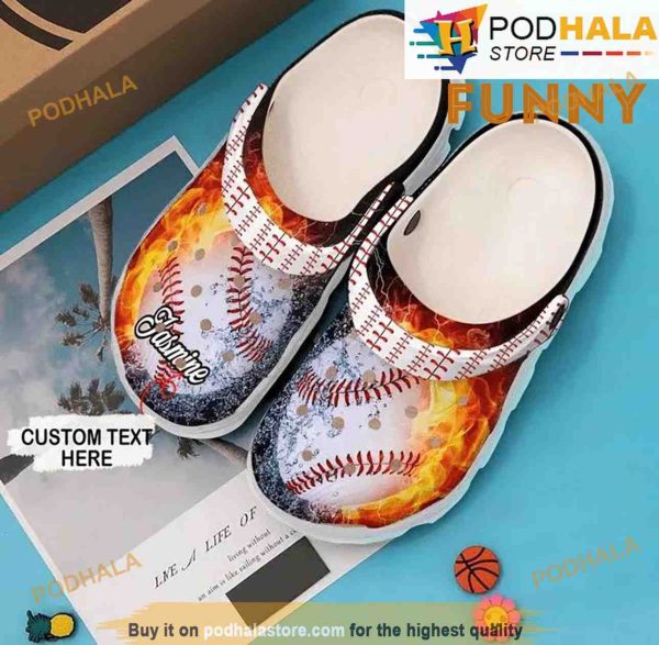 Personalized Baseball Fire 3D Crocs Crocband Shoes