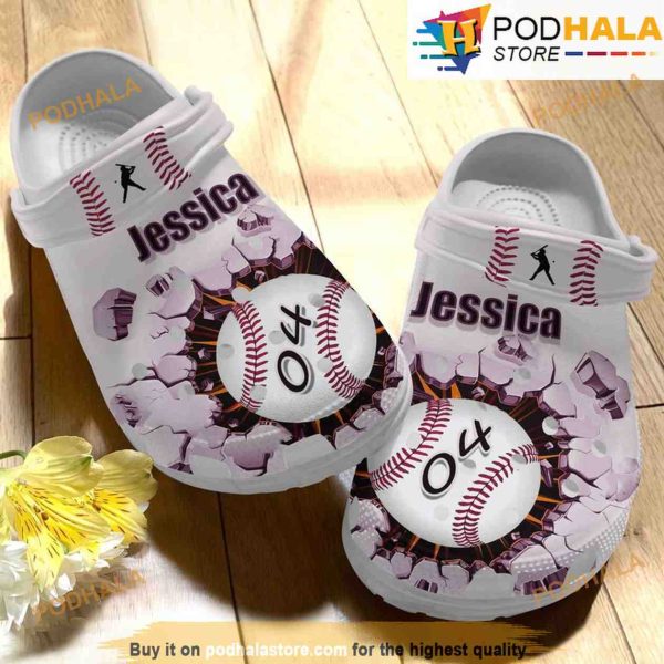 Personalized Baseball Number Pink 3D Crocs