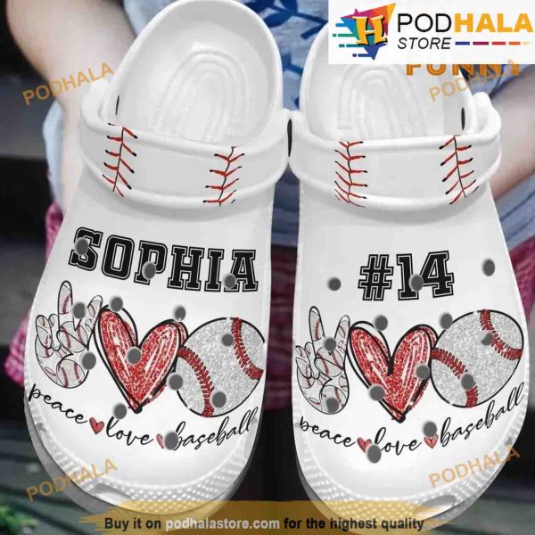 Personalized Baseball Peace Love 3D Crocs Clog Shoes