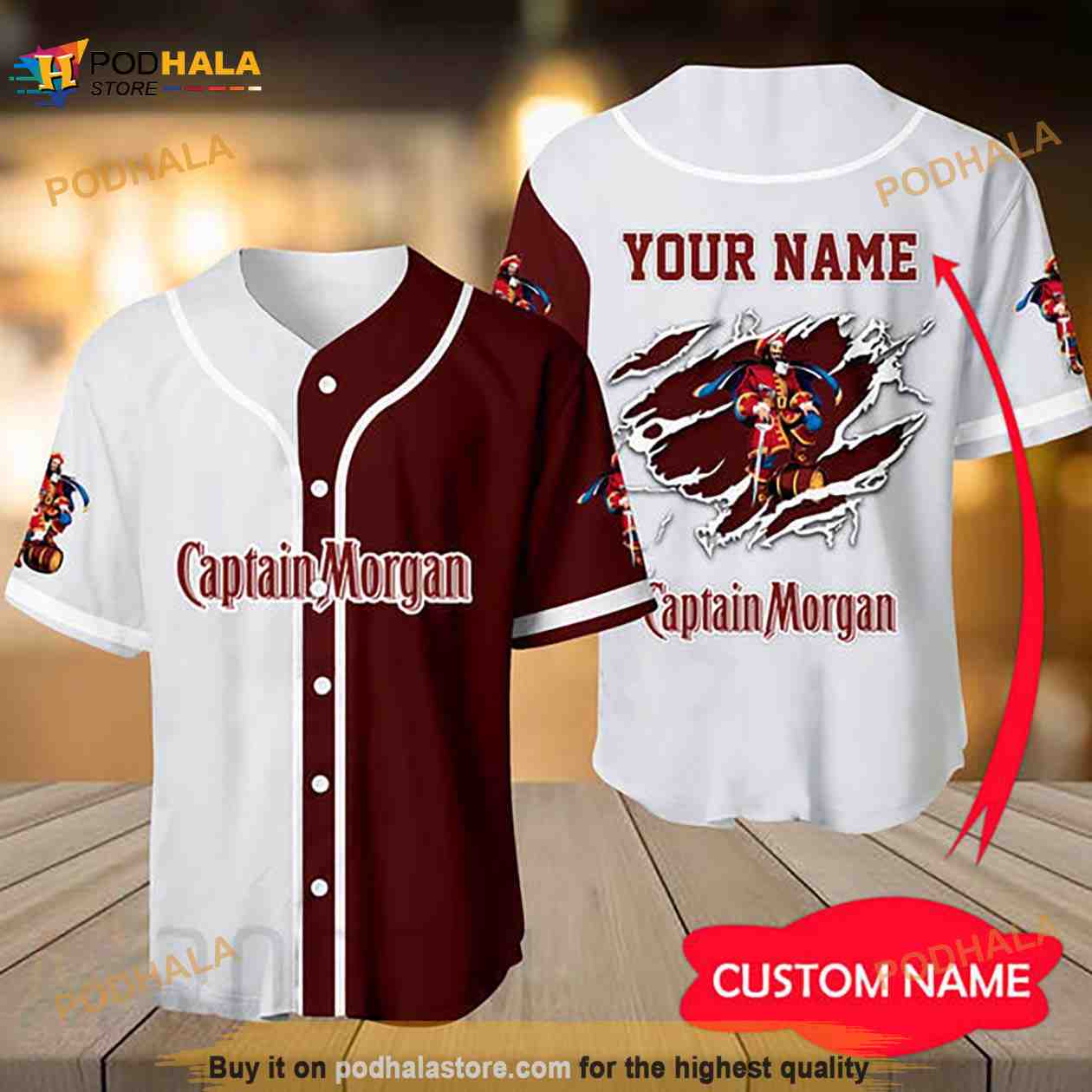 Personalized Classic Lover Captain Morgan Rum AOP Full Print Baseball  Jersey Shirt