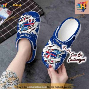 Personalized Buffalo Bills Football Ripped American Flag Crocs Clog Shoes 2