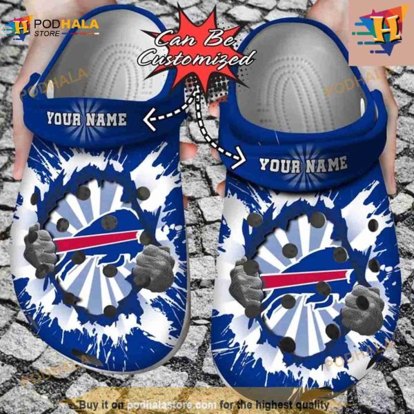 Personalized Buffalo Bills Hands Ripping Light Crocs Clog Shoes