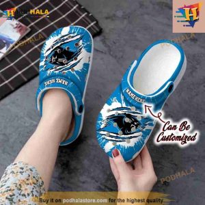 Personalized Carolina Panthers Football Ripped Claw Crocs Clog Shoes 2