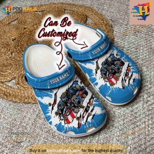 Personalized Carolina Panthers Mascot Ripped Flag Crocs Clog Shoes