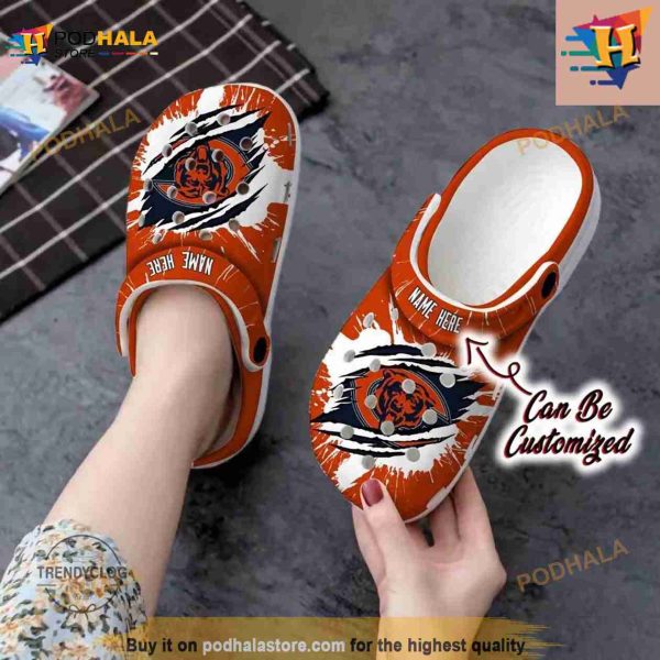 Personalized Chicago Bears Football Ripped Claw Crocs Clog Shoes