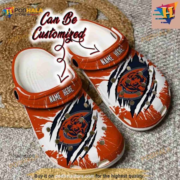 Personalized Chicago Bears Football Ripped Claw Crocs Clog Shoes