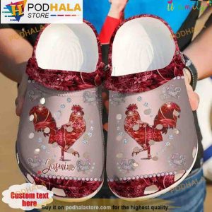Personalized Chicken Glowing 3D Crocs, Funny Crocs