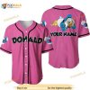 Personalized Chilling Donald Duck Disney 3D Baseball Jersey - Pink