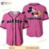 Personalized Chilling Mickey Mouse Disney 3D Baseball Jersey - Pink