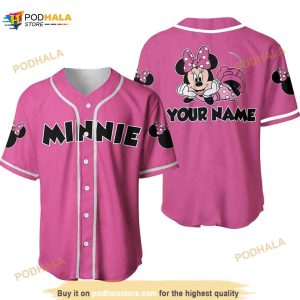 Personalized Chilling Minnie Mouse Disney 3D Baseball Jersey - Pink