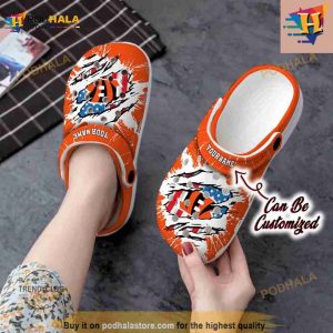 Personalized Cincinnati Bengals Football Ripped American Flag Crocs Clog Shoes 2